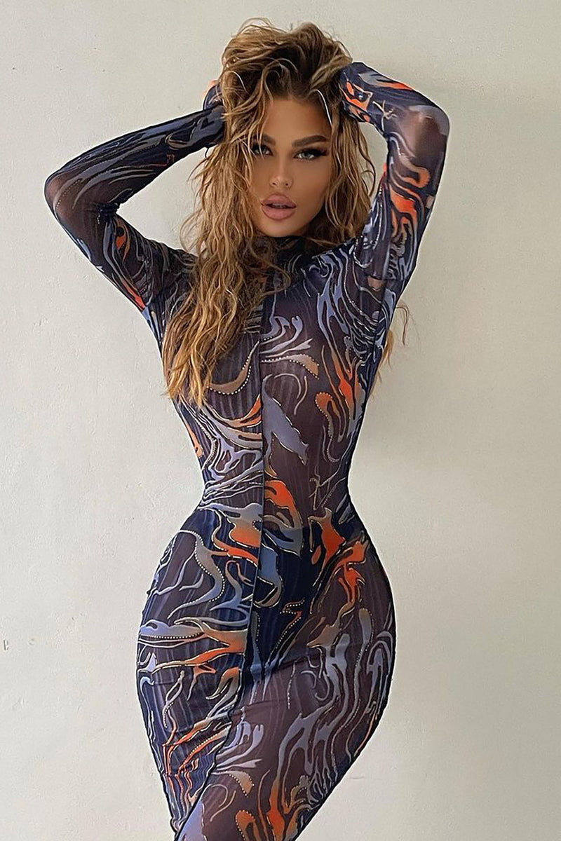 Emery Mesh Maxi Dress - Blue/combo Emery Mesh Maxi Dress - Blue/combo - Image 1