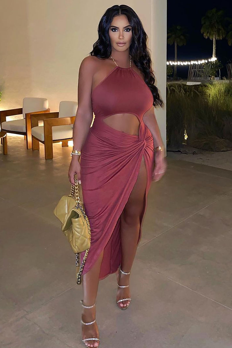 Laguna Beach Halter Maxi Dress - Marsala Laguna Beach Halter Maxi Dress - Marsala - Image 1