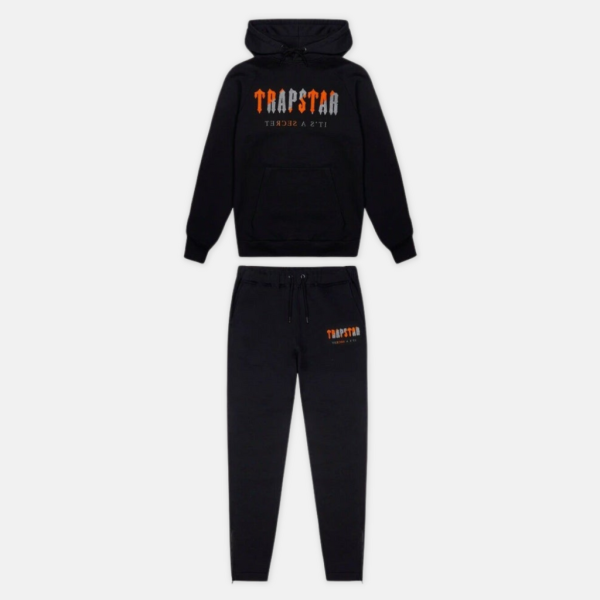 Trapstar Chenille Decoded Hooded Tracksuit - Black & Orange