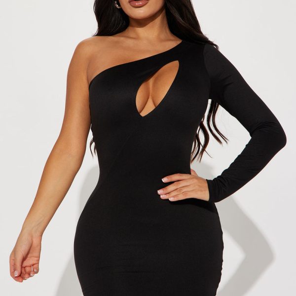 Vibes On Vibes One Shoulder Dress - Black